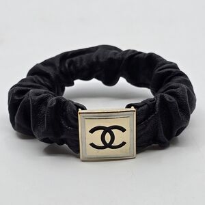 Chanel Leather CC Logo Hair Tie/Scrunchie